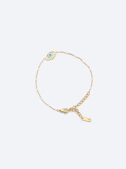 Evil Eye Guardian Gold-Tone Stainless Steel Station Bracelet