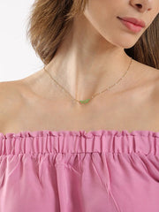 "Green Gem Harmony" Gold-Tone Necklace