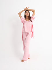 Eve Chantelle Royal Rose Pink Satin Pajama Set