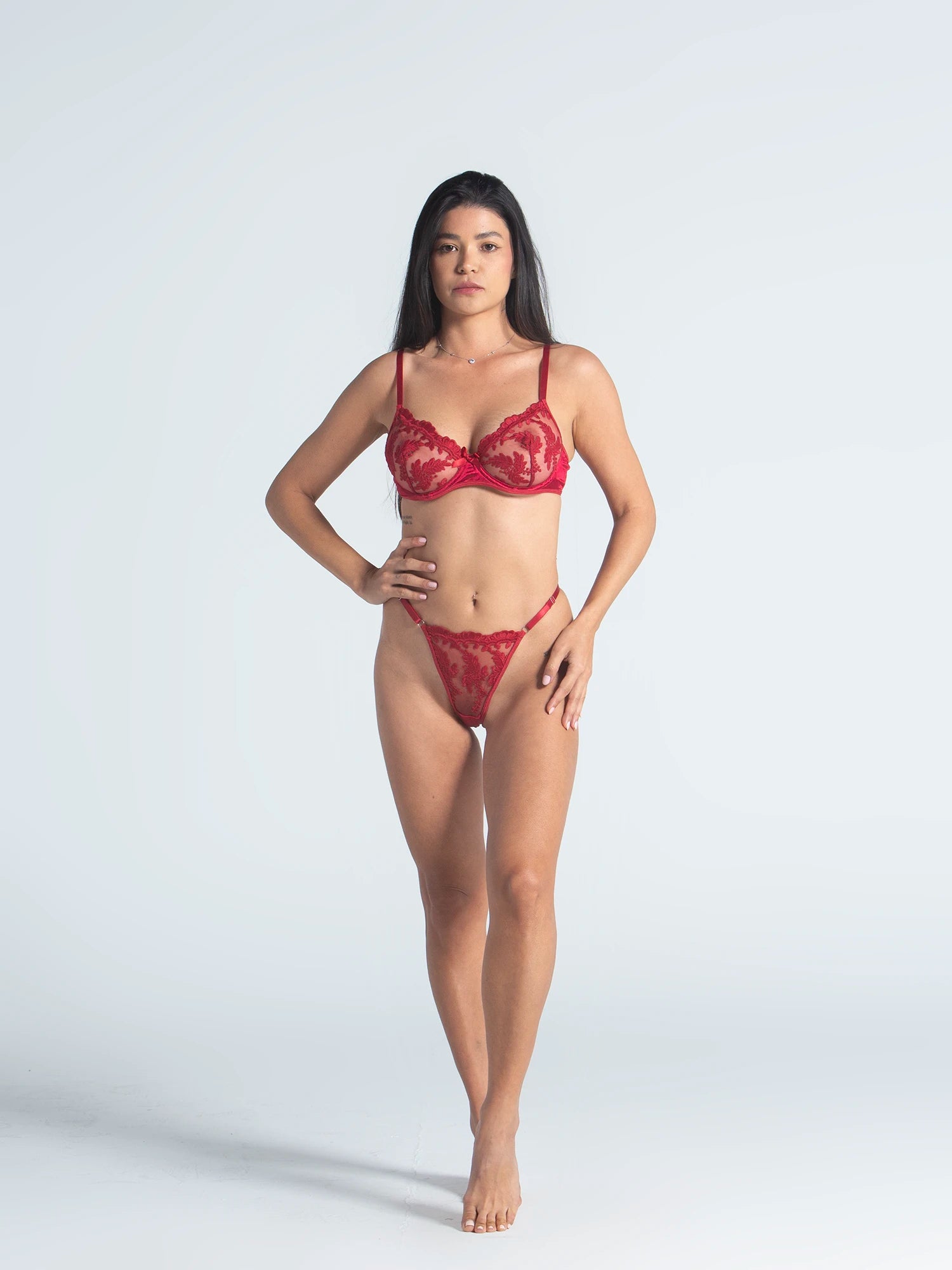 Eve Chantelle Scarlet Lace Lingerie Set