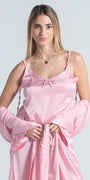 Eve Chantelle Royal Rose Pink Satin Pajama Set