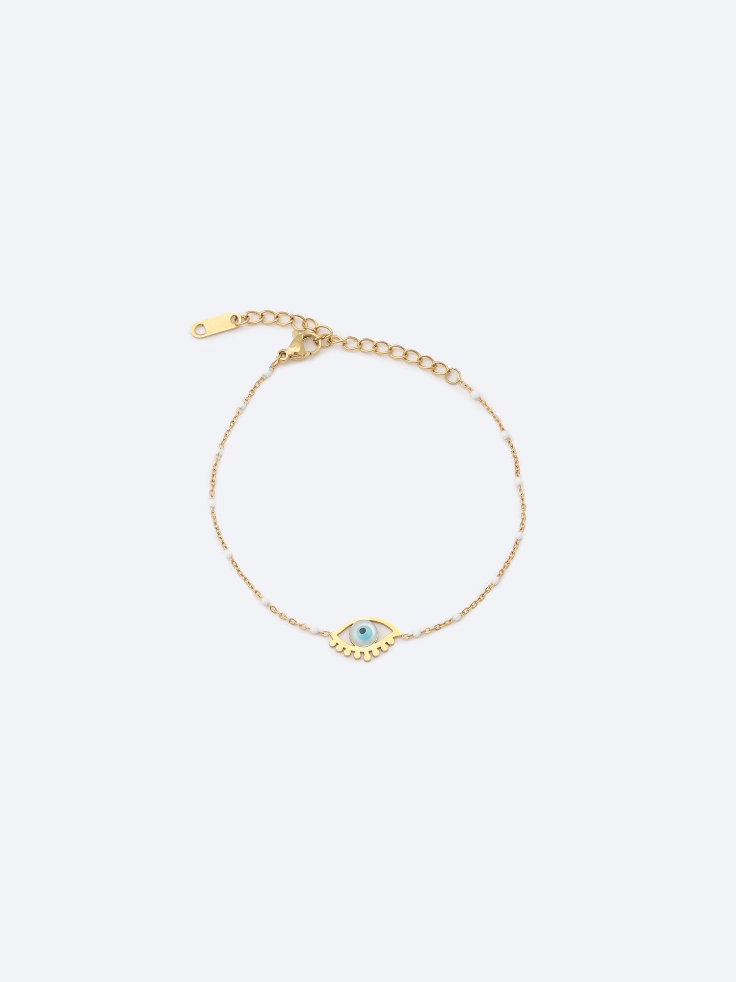 Evil Eye Guardian Gold-Tone Stainless Steel Station Bracelet