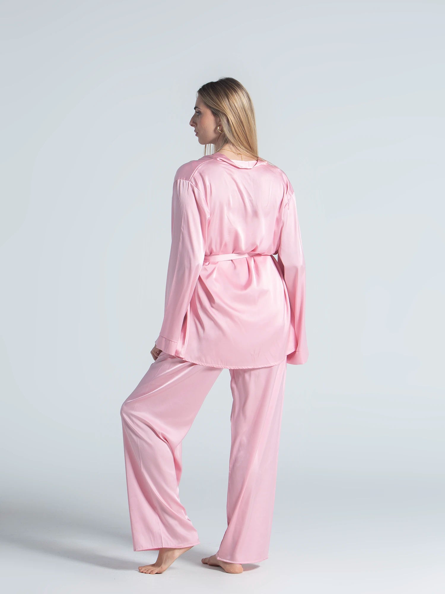 Eve Chantelle Royal Rose Pink Satin Pajama Set