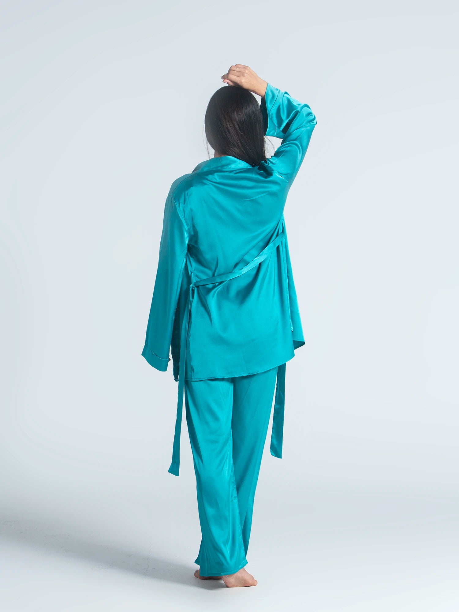 Eve Chantelle Royal Green Satin Pajama Set