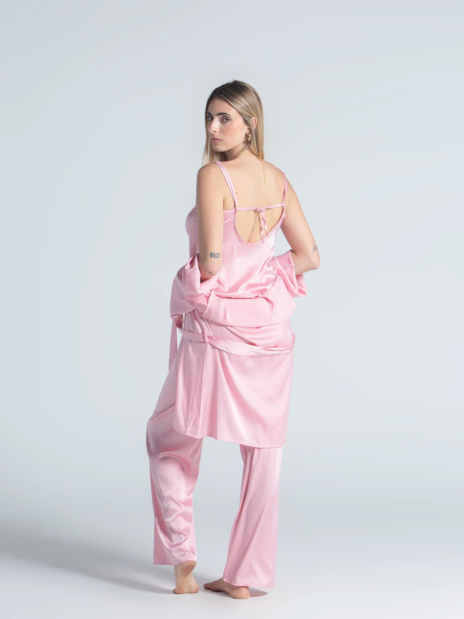 Eve Chantelle Royal Rose Pink Satin Pajama Set