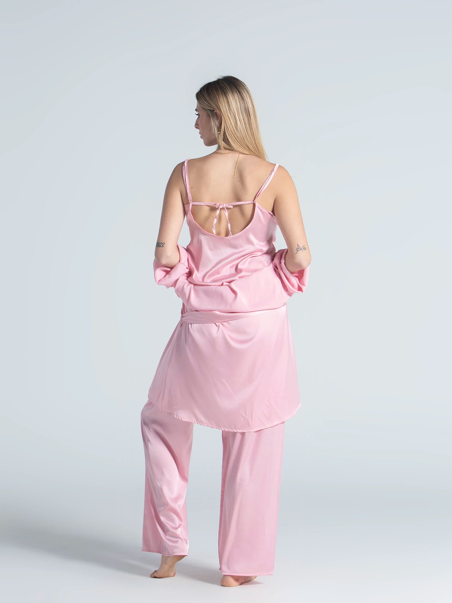 Eve Chantelle Royal Rose Pink Satin Pajama Set