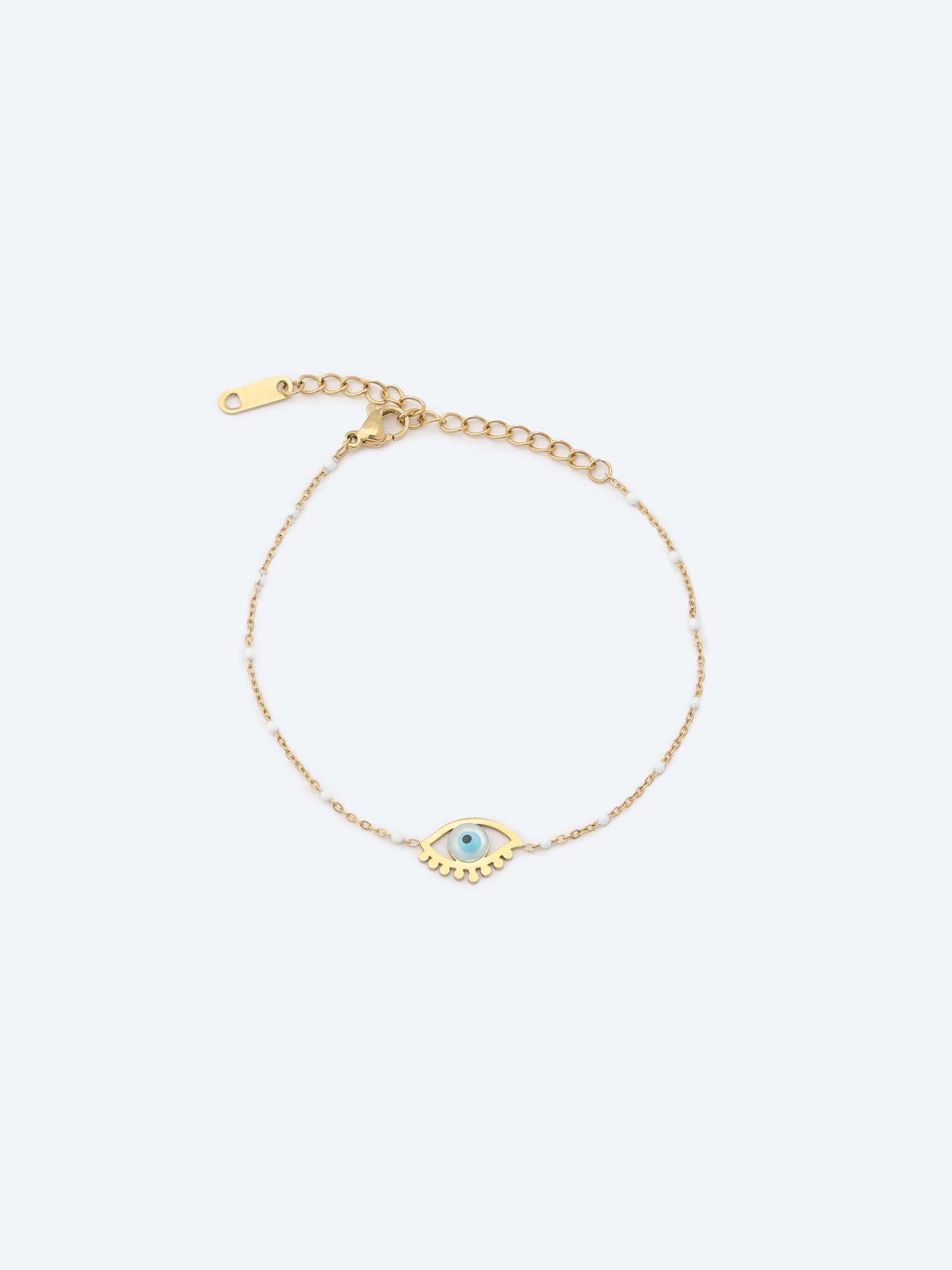 Evil Eye Guardian Gold-Tone Stainless Steel Station Bracelet