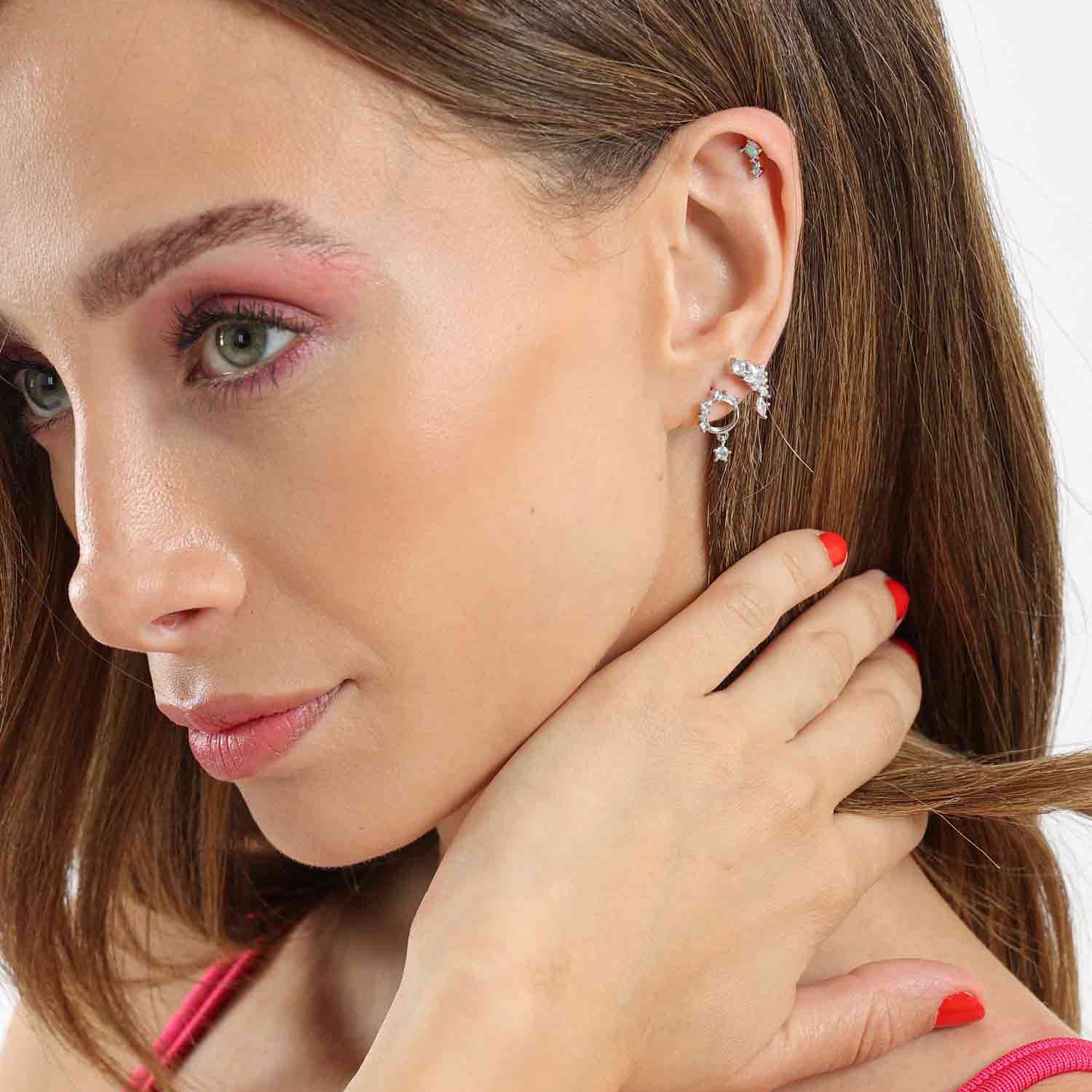 Luna Silver-Tone Stainless Steel Hoop Earrings
