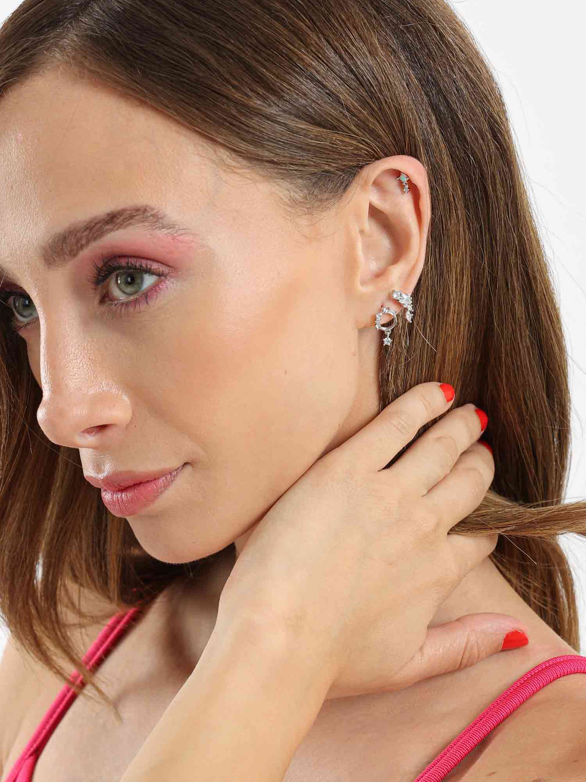 Luna Silver-Tone Stainless Steel Hoop Earrings