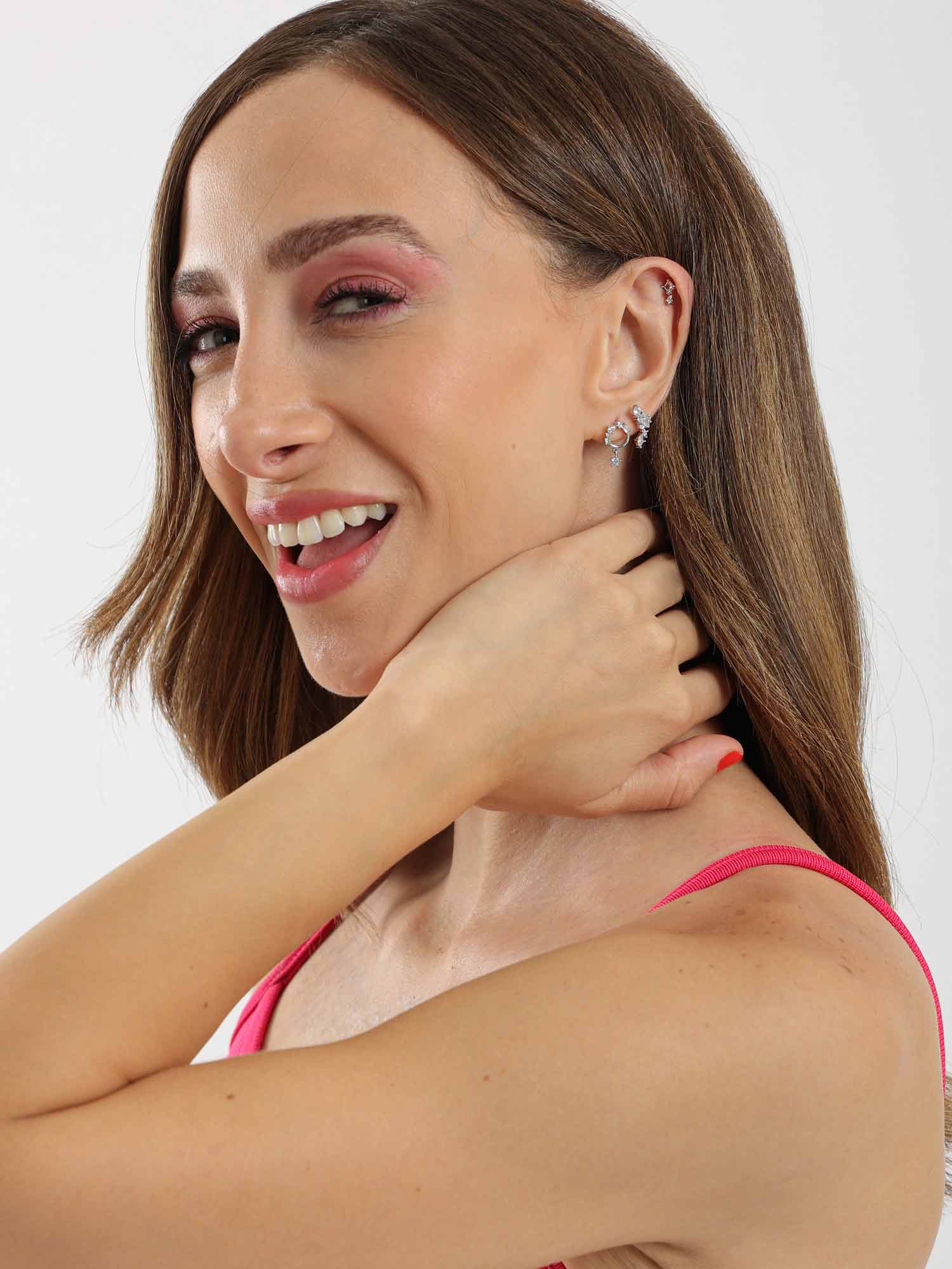 Ember Silver-Tone Stainless Steel Stud Earrings