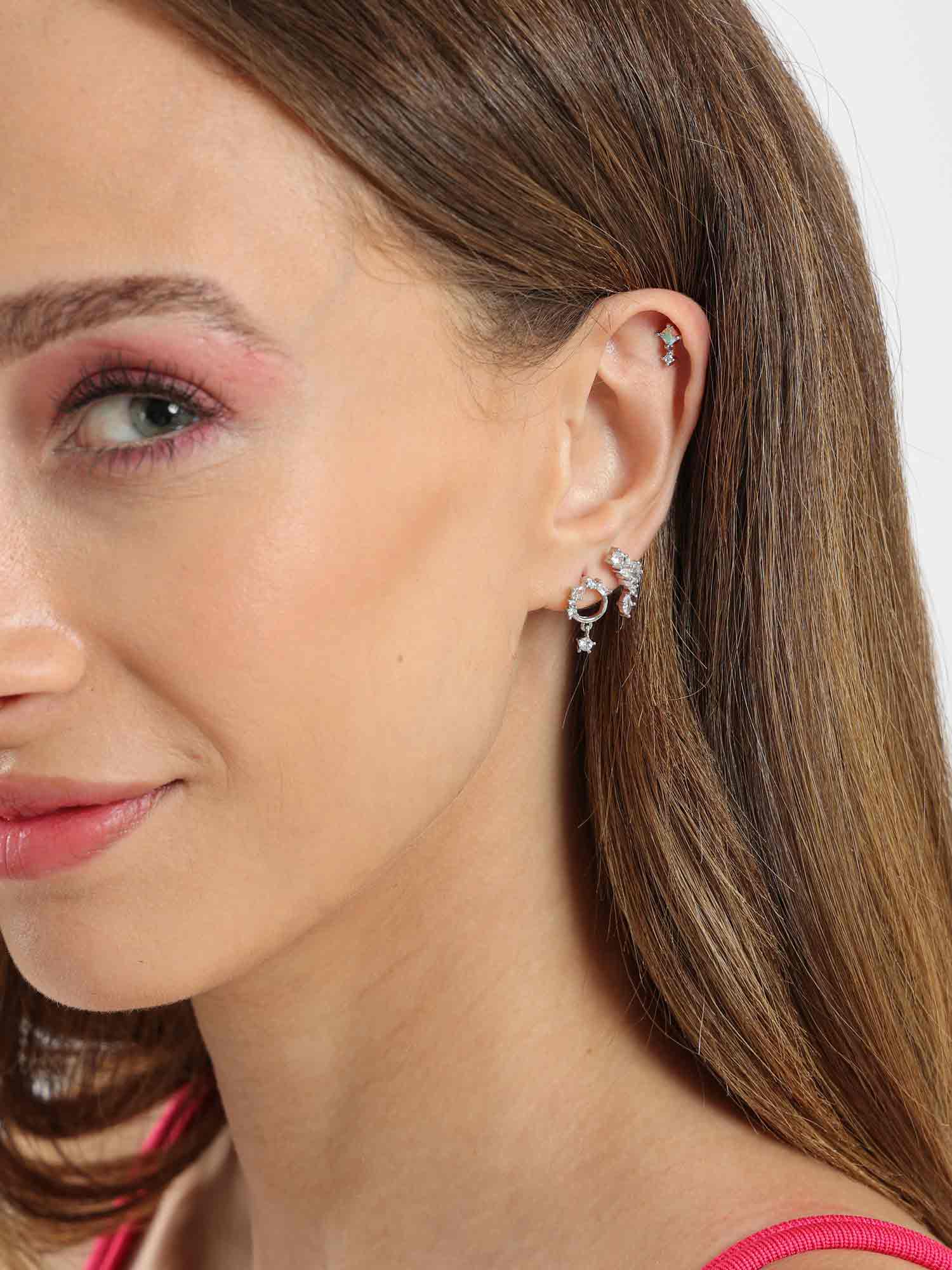 Astra Silver-Tone Stainless Steel Stud Earrings