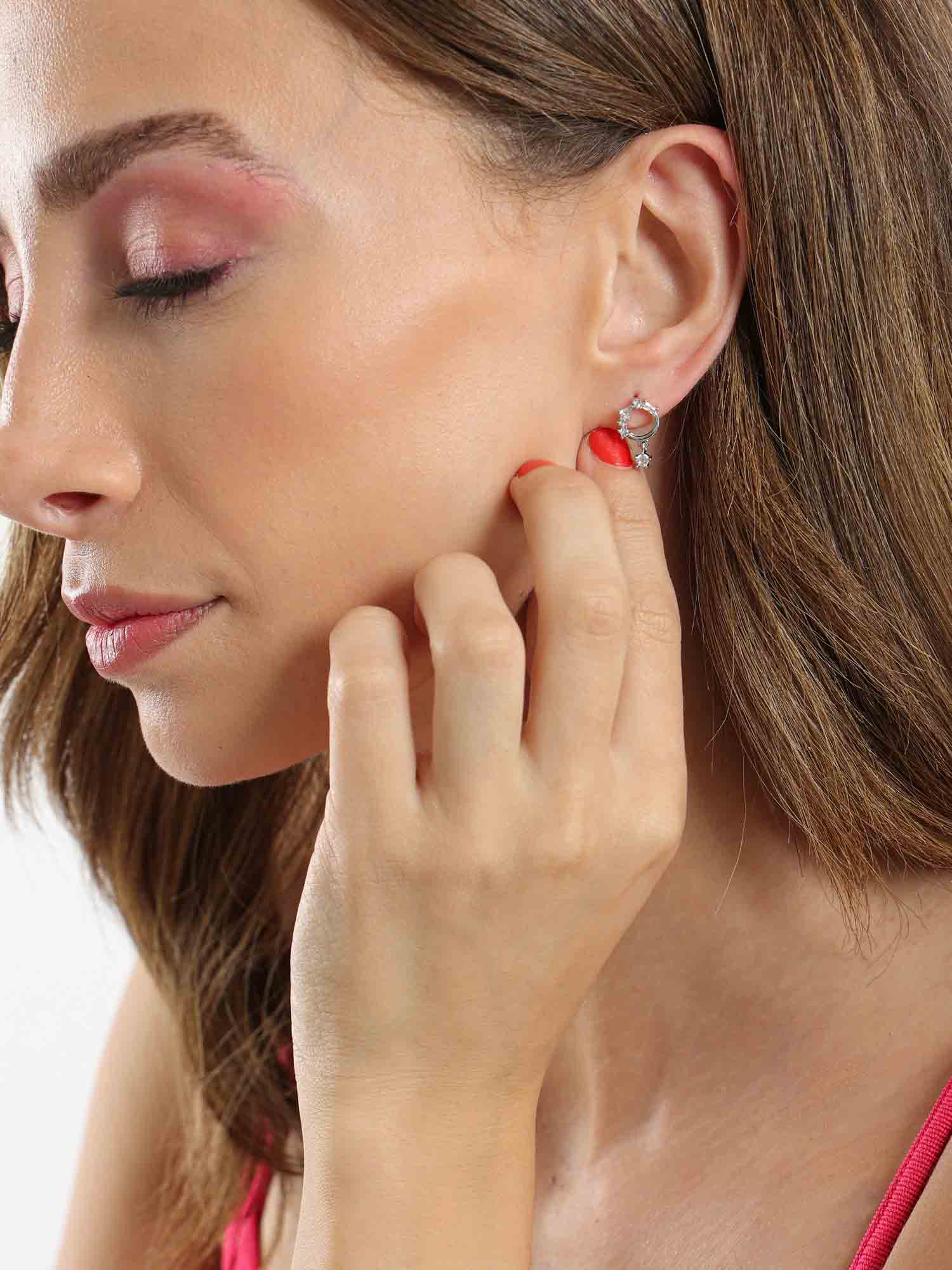 Luna Silver-Tone Stainless Steel Hoop Earrings