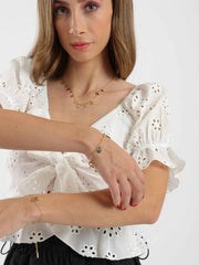 Vivacity Gold-Tone Stainless Steel Station Bracelet