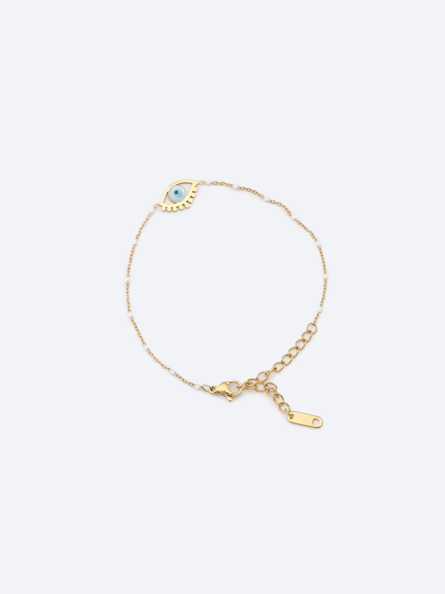 Evil Eye Guardian Gold-Tone Stainless Steel Station Bracelet