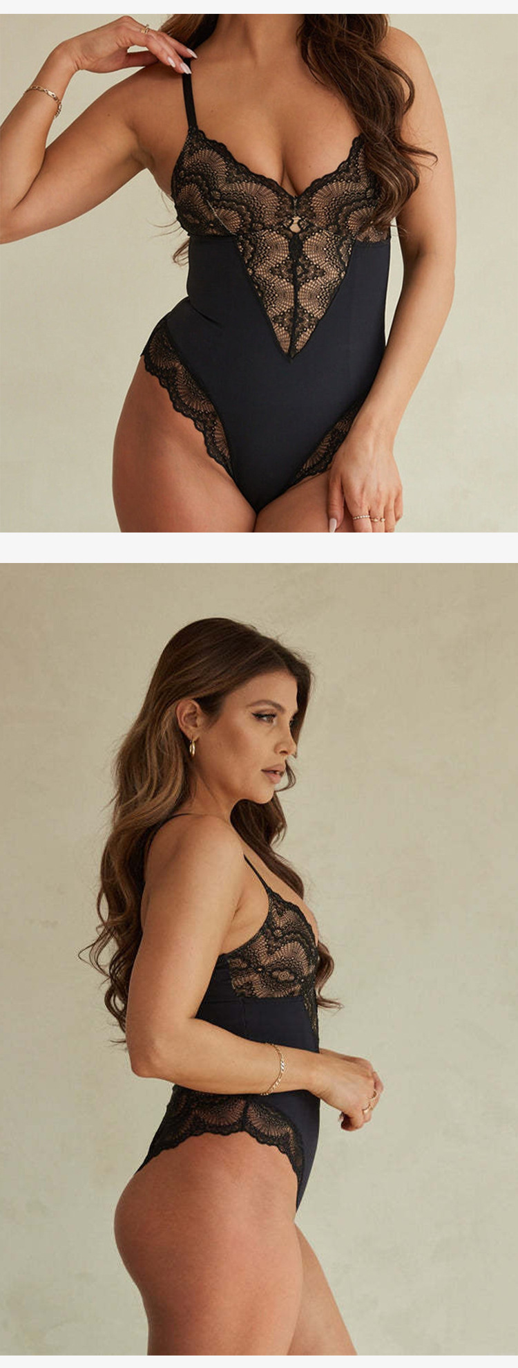 Plus Size Sexy Lace Tummy Control Bodysuit