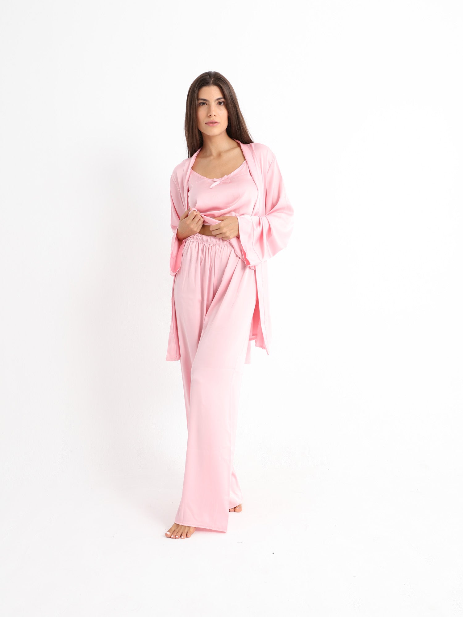 Eve Chantelle Royal Rose Pink Satin Pajama Set