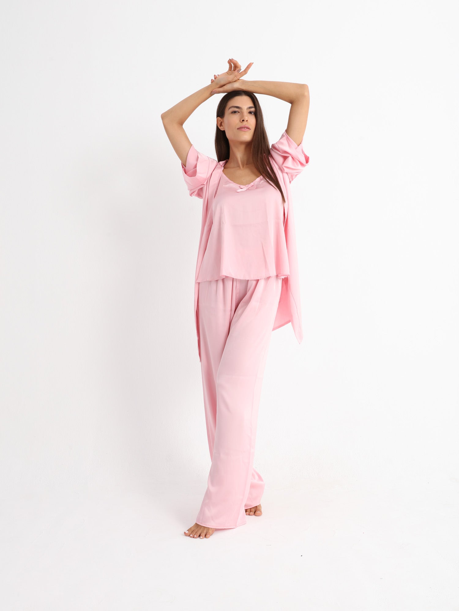 Eve Chantelle Royal Rose Pink Satin Pajama Set