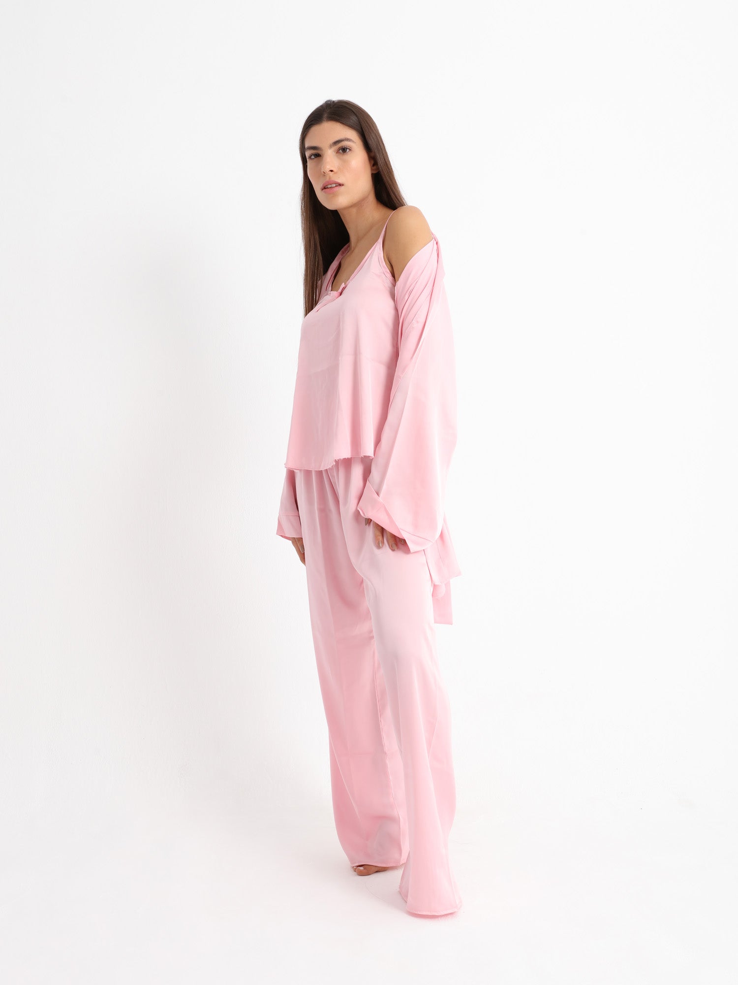 Eve Chantelle Royal Rose Pink Satin Pajama Set