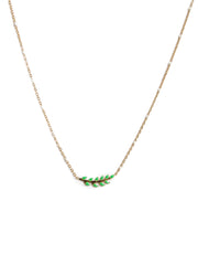"Green Gem Harmony" Gold-Tone Necklace