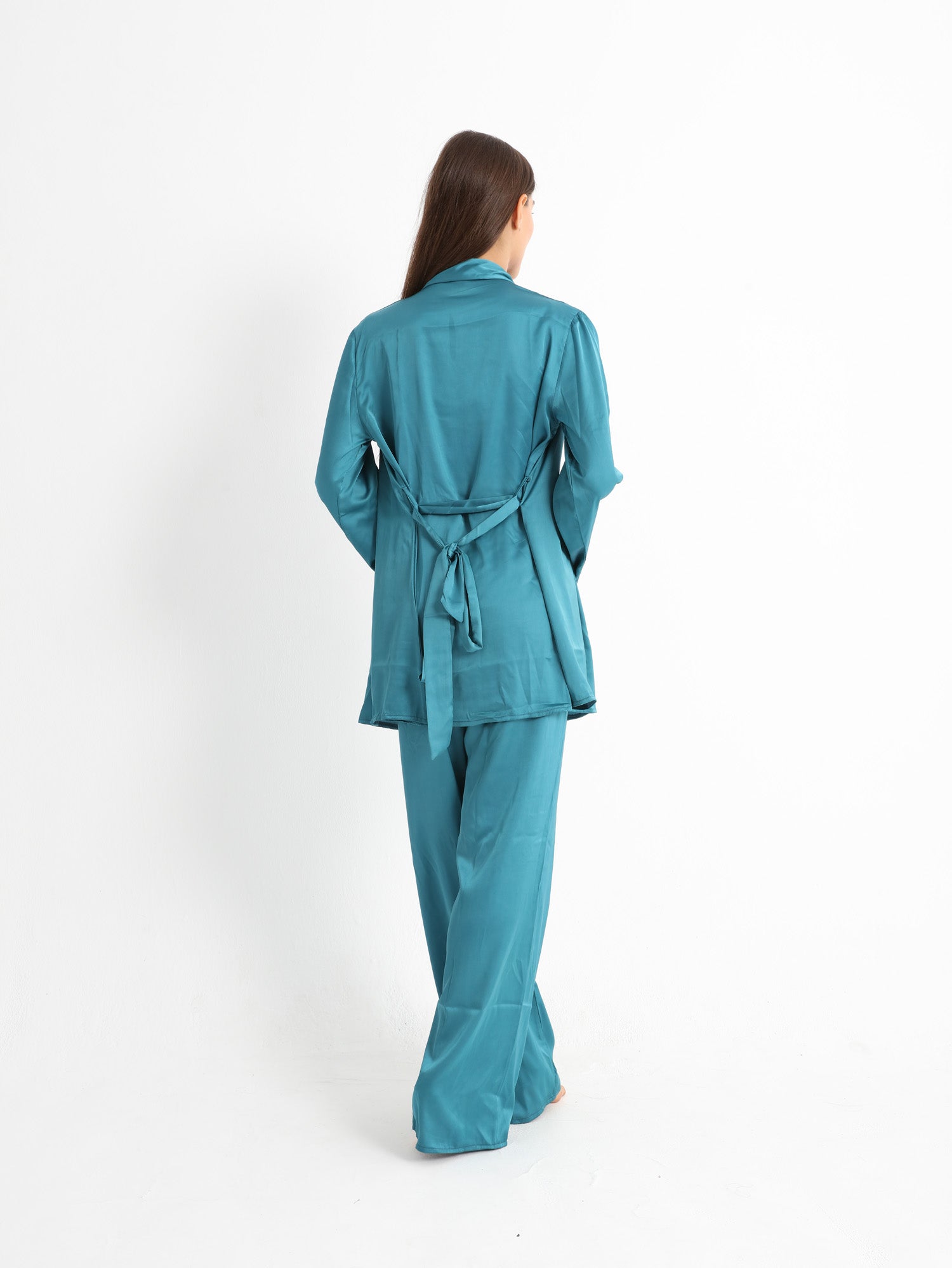 Eve Chantelle Royal Green Satin Pajama Set