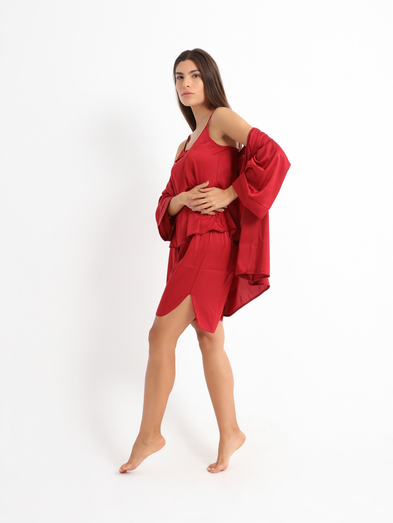 Royal Red Short Pyjama Satin Set