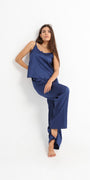 Eve Chantelle Royal Blue Satin Pajama Set