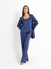 Eve Chantelle Royal Blue Satin Pajama Set