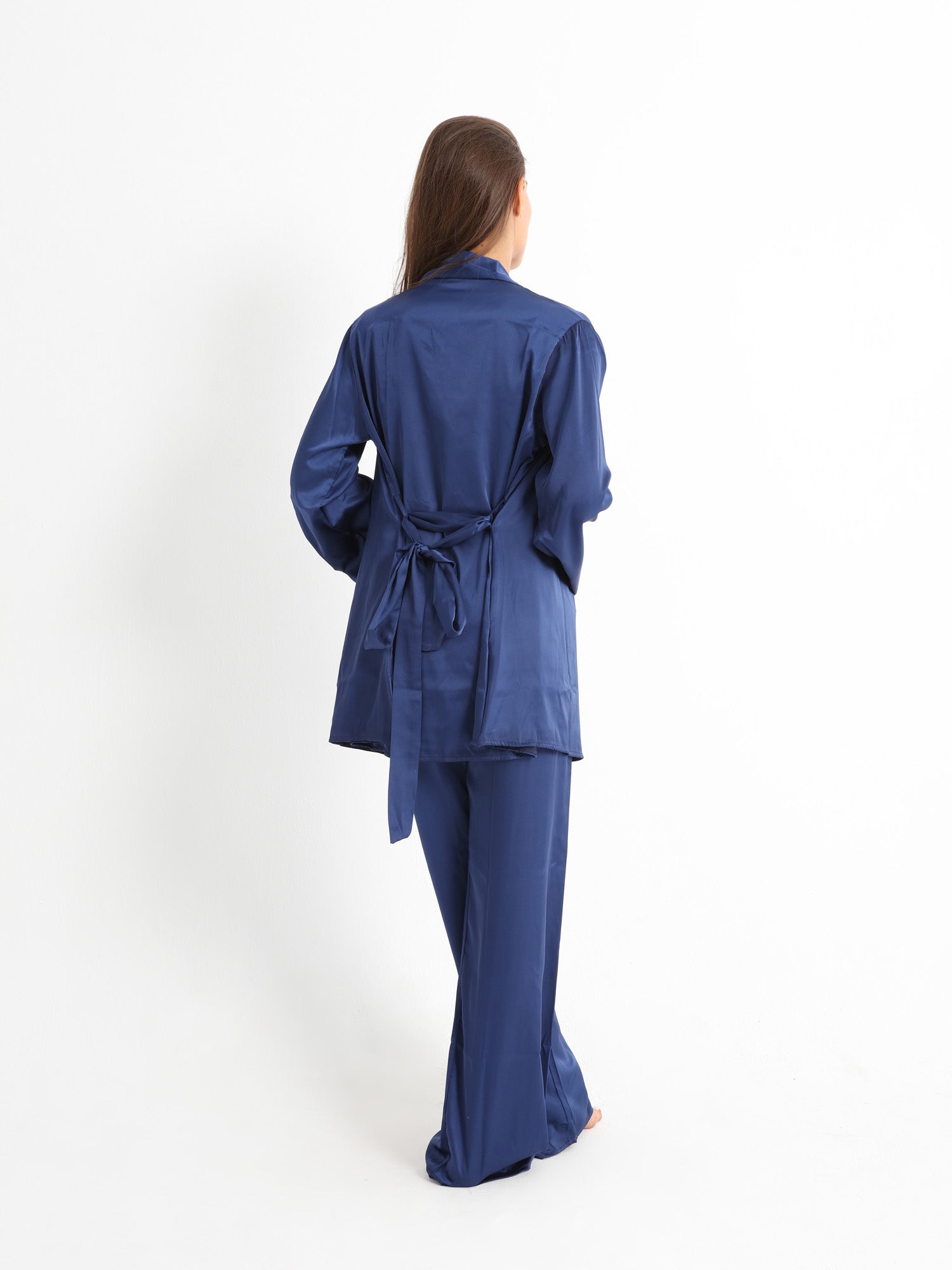 Eve Chantelle Royal Blue Satin Pajama Set