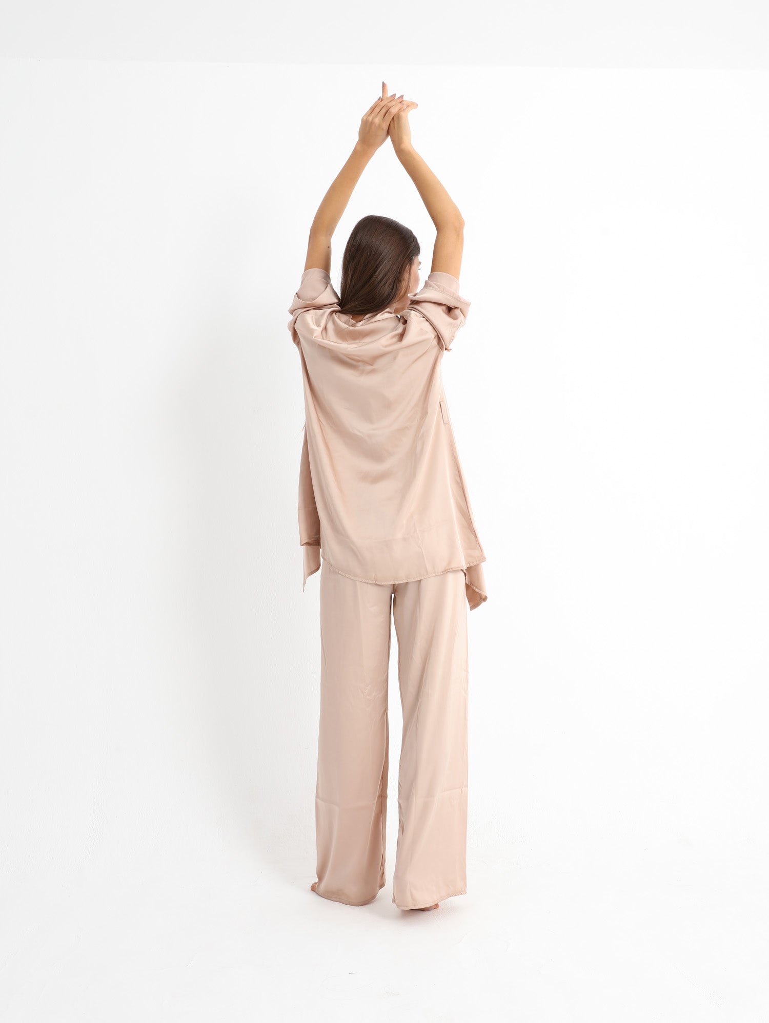 Eve Chantelle Royal Nude Satin Pajama Set