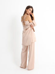 Eve Chantelle Royal Nude Satin Pajama Set