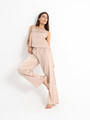 Eve Chantelle Royal Nude Satin Pajama Set