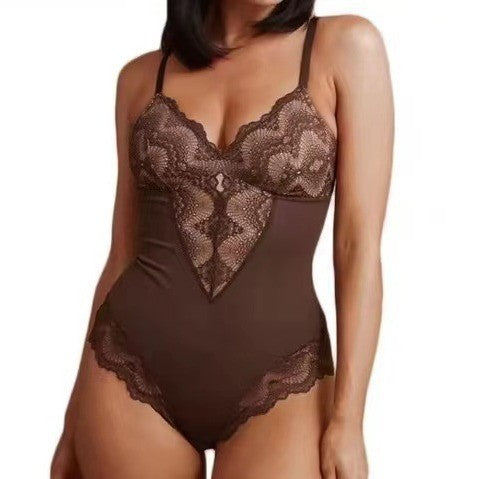 Plus Size Sexy Lace Tummy Control Bodysuit