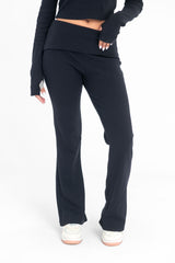 VIRMO Foldover Ribbed Flare Pants