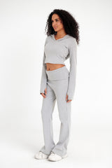 VIRMO Ribbed Cropped Hoodie