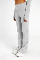 VIRMO Foldover Ribbed Flare Pants