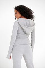 VIRMO Ribbed Cropped Hoodie