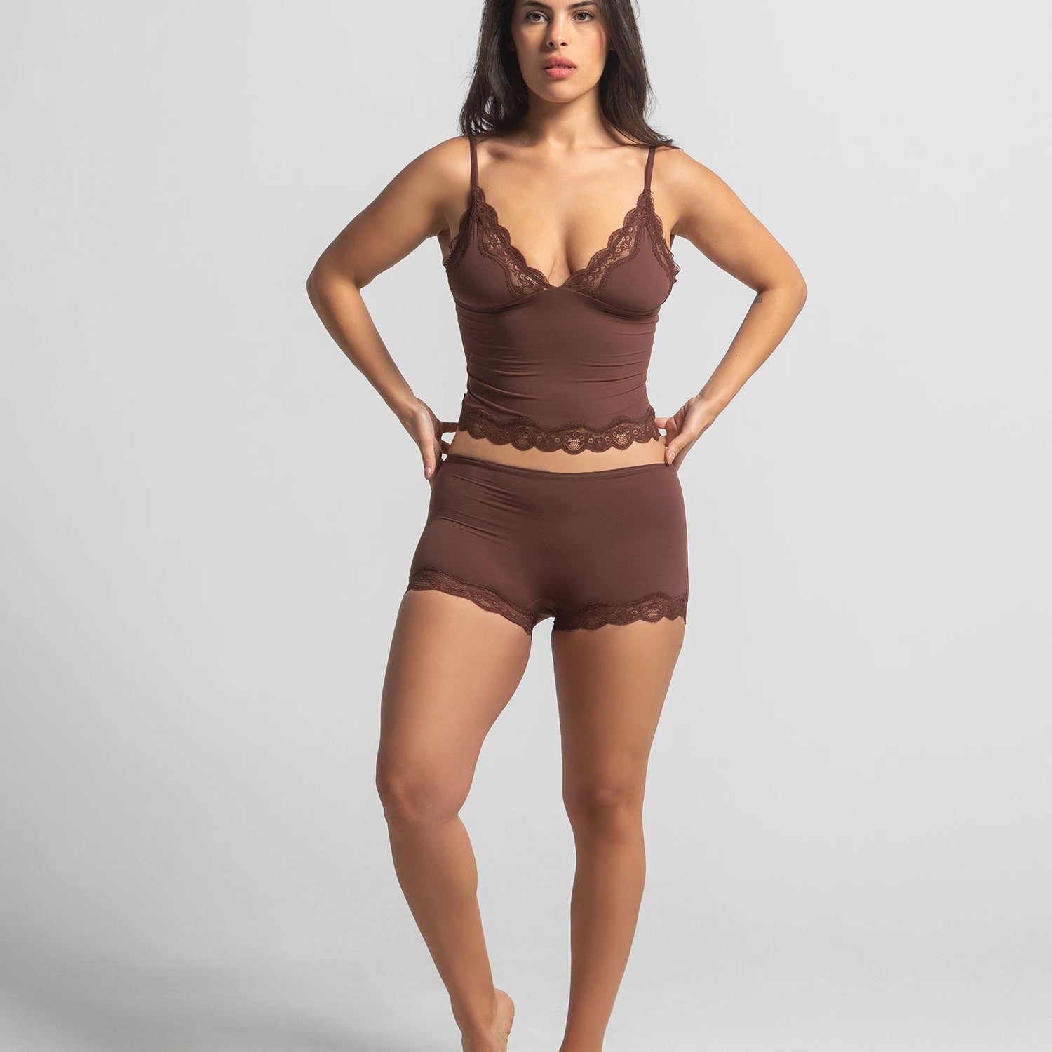 Eve Chantelle Midnight Lace Lounge Set